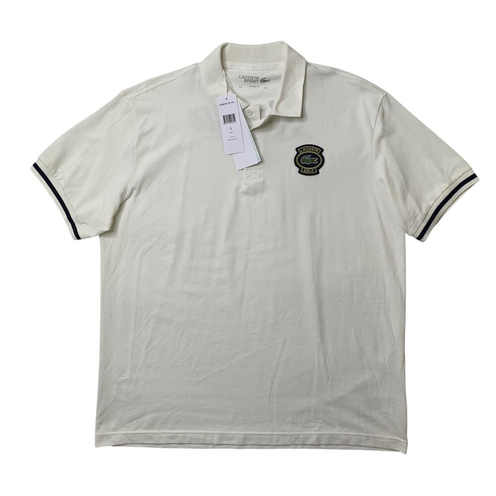 Lacoste Shirt Mens L Large White Sport Classic Fit UV Protect Golf Cotton Blend